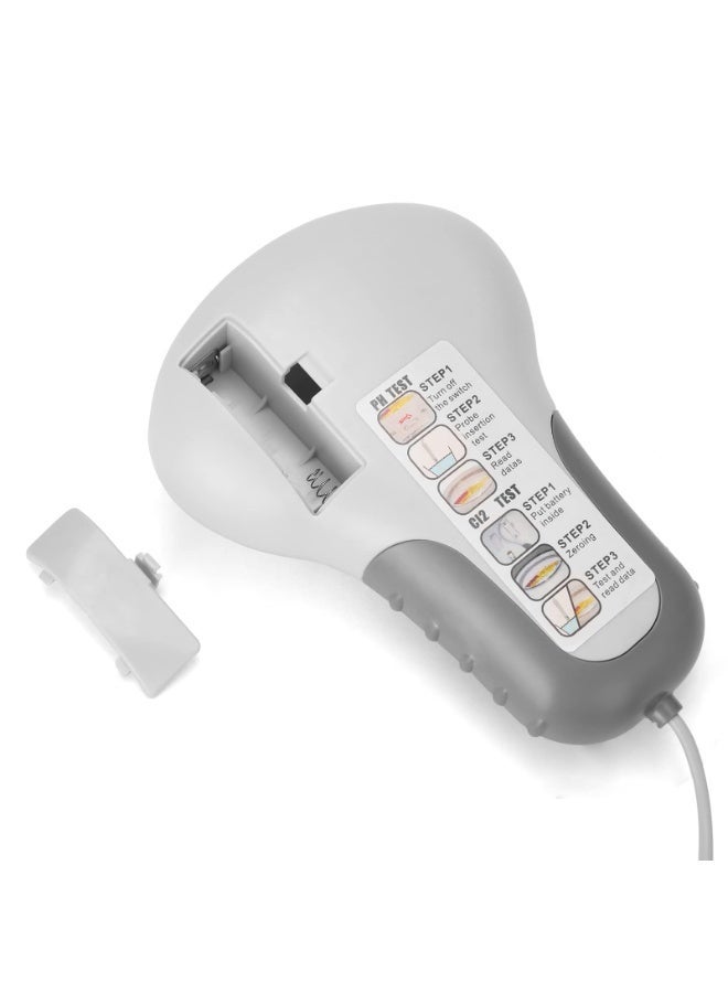 جهاز اختبار المياه والكلور – أداة اختبار مياه حمام السباحة والسبا (pH و Cl²) ، جسم بلاستيكي متين ، سهل الاستخدام ويعمل بالبطارية - Image 5